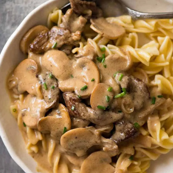 Q.) Beef Stroganoff w/ Egg Noodles